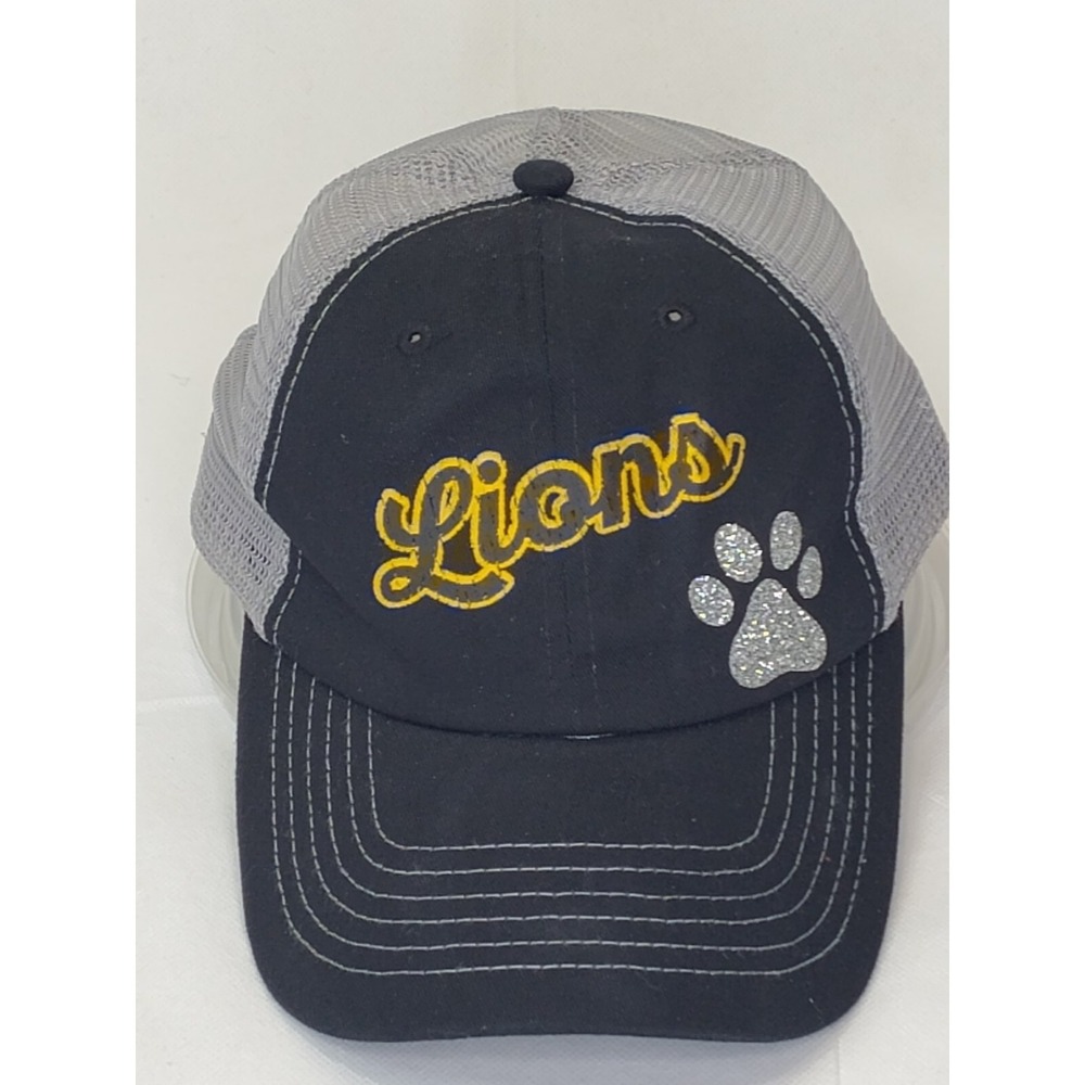 LIONS Baseball Hat Women Girls Cap Adj Snapbk Black Silver Clear Lake B24.1GA702